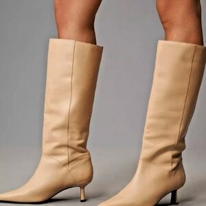Anthropologie Beige Knee-High Boots